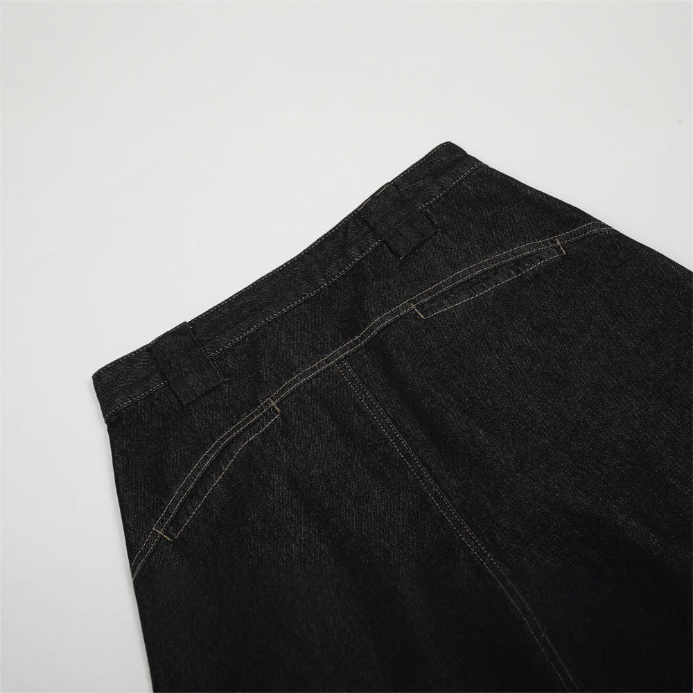 Men's Solid Color Patchwork Knife Cut Jeans