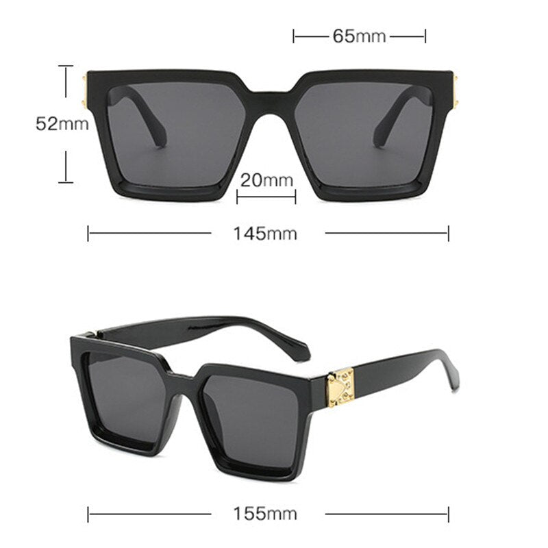 Oversized Square Mirror Sunglasses For Women With UV Protection