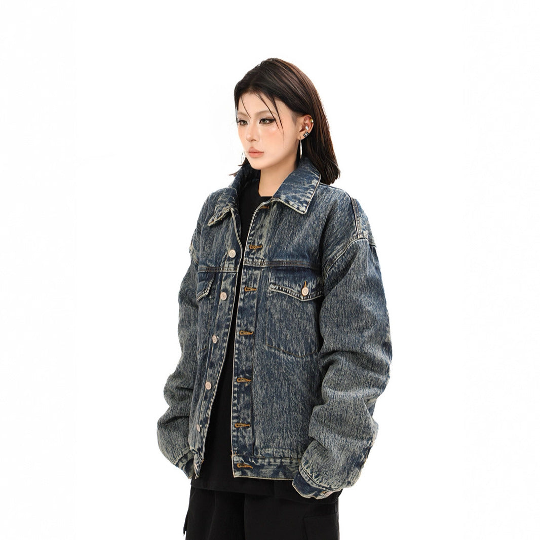 Washed Cotton-Padded Denim Jacket
