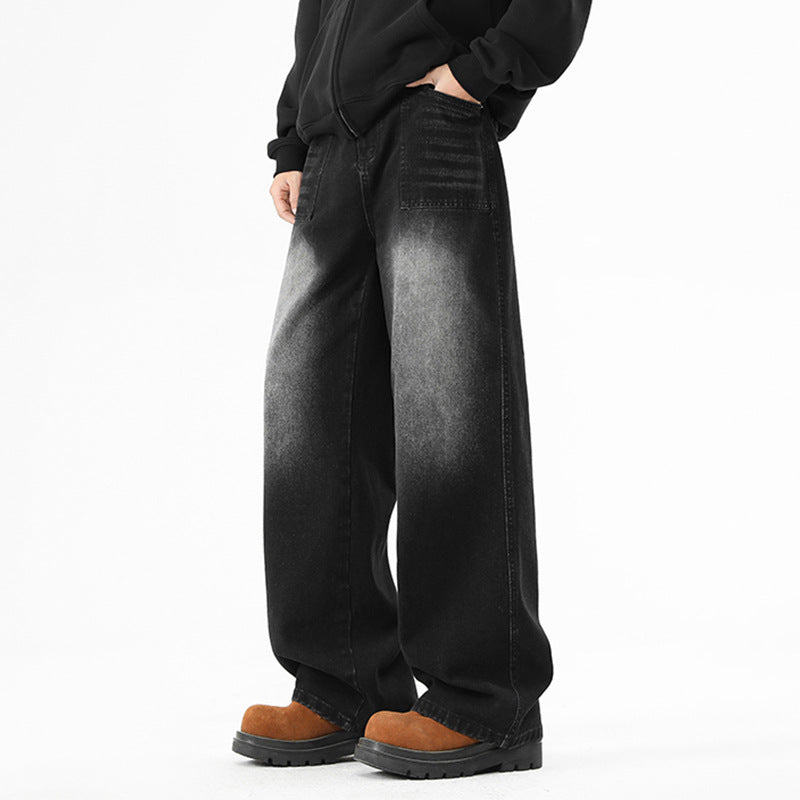 Men's Loose Wide-Leg Straight Long Pants - Premium Japanese Denim