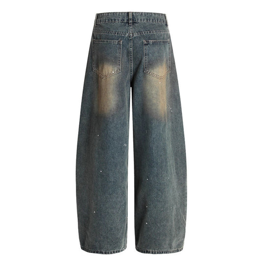 Washed Distressed Wide Leg Jeans | Premium Japanese Denim