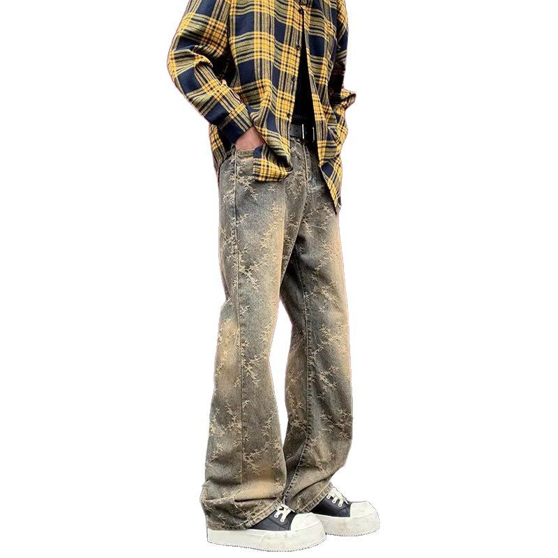 Thorn Jacquard Denim Straight Leg Knife Pants - Premium Japanese Craftsmanship