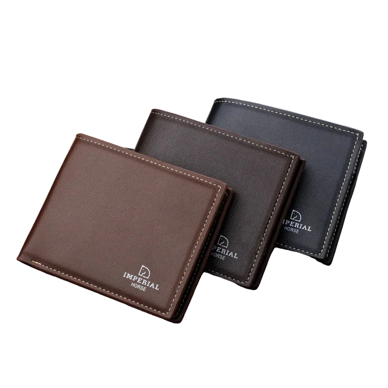 Men's Wallet with Zipper - Simple Soft Leather Wallet