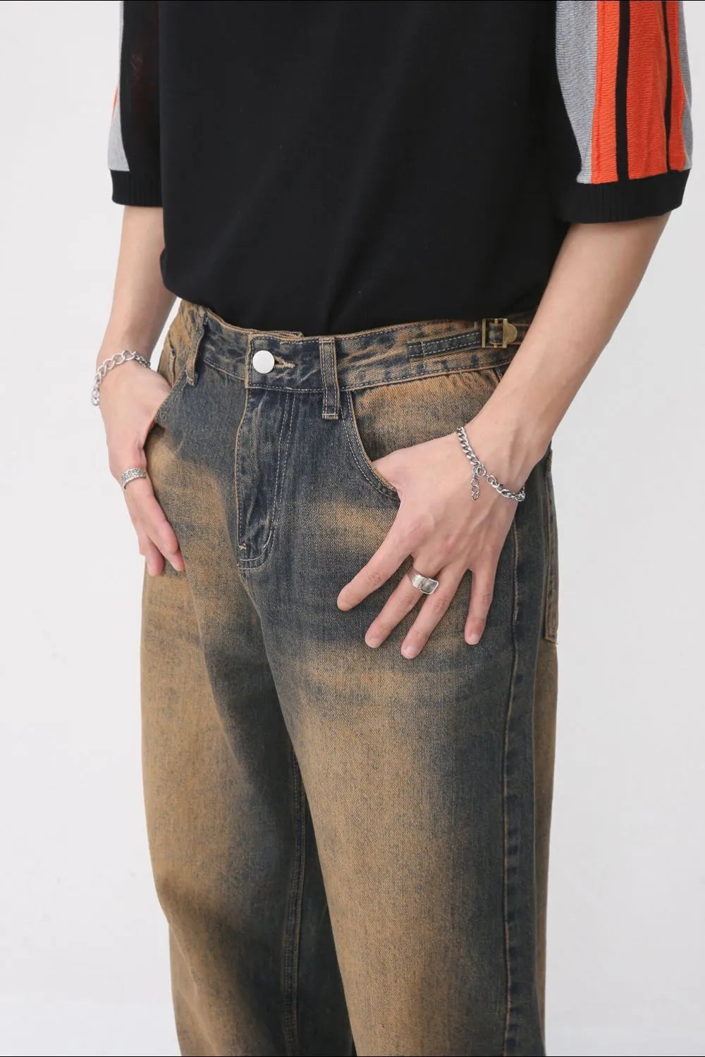 Premium Raw Hem Straight Leg Jeans