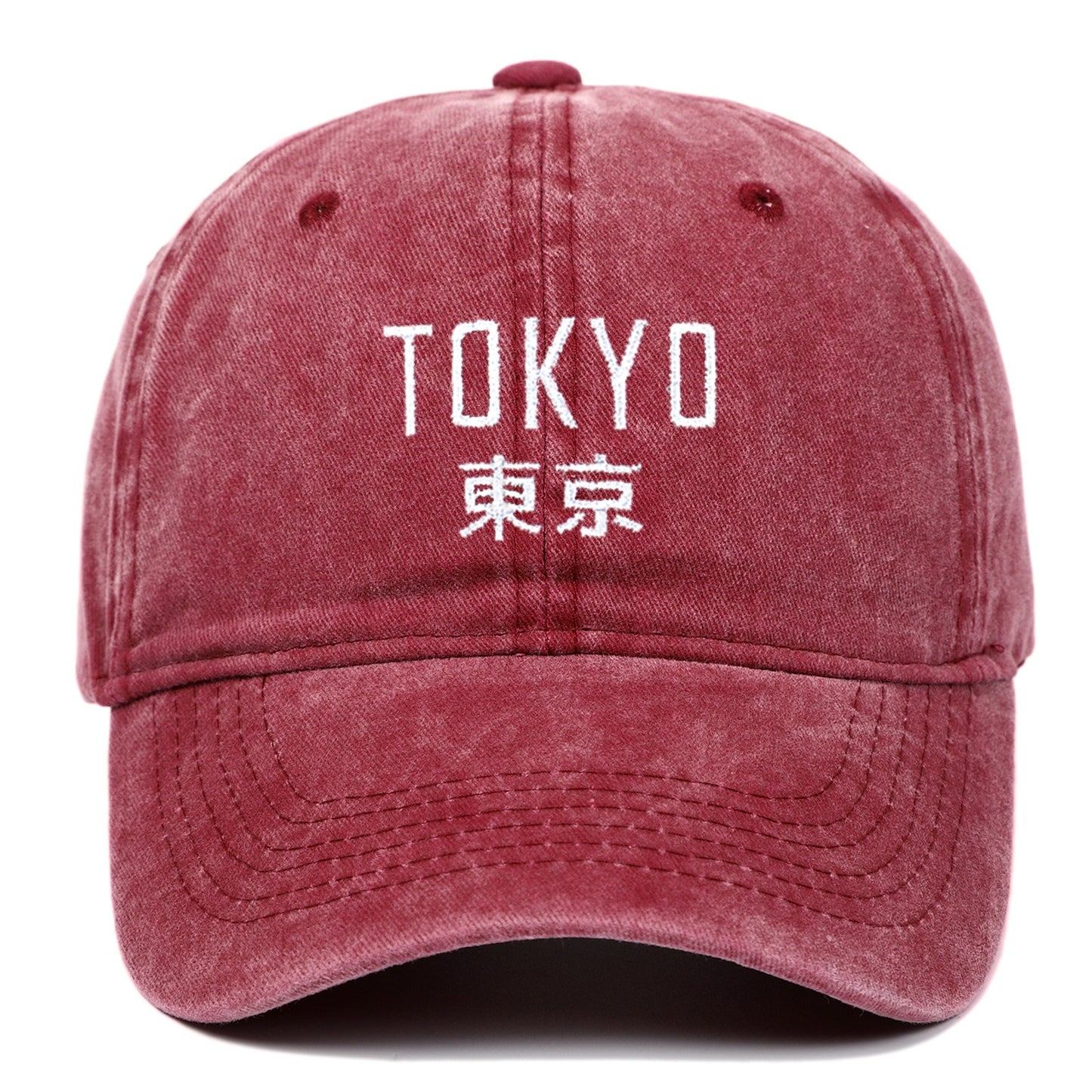 Tokyo Letter Embroidery Retro Soft Washed Baseball Cap Duck Tongue