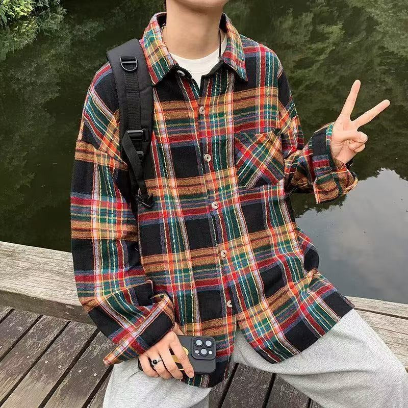 Retro Long Sleeved Shirt Jacket for Men