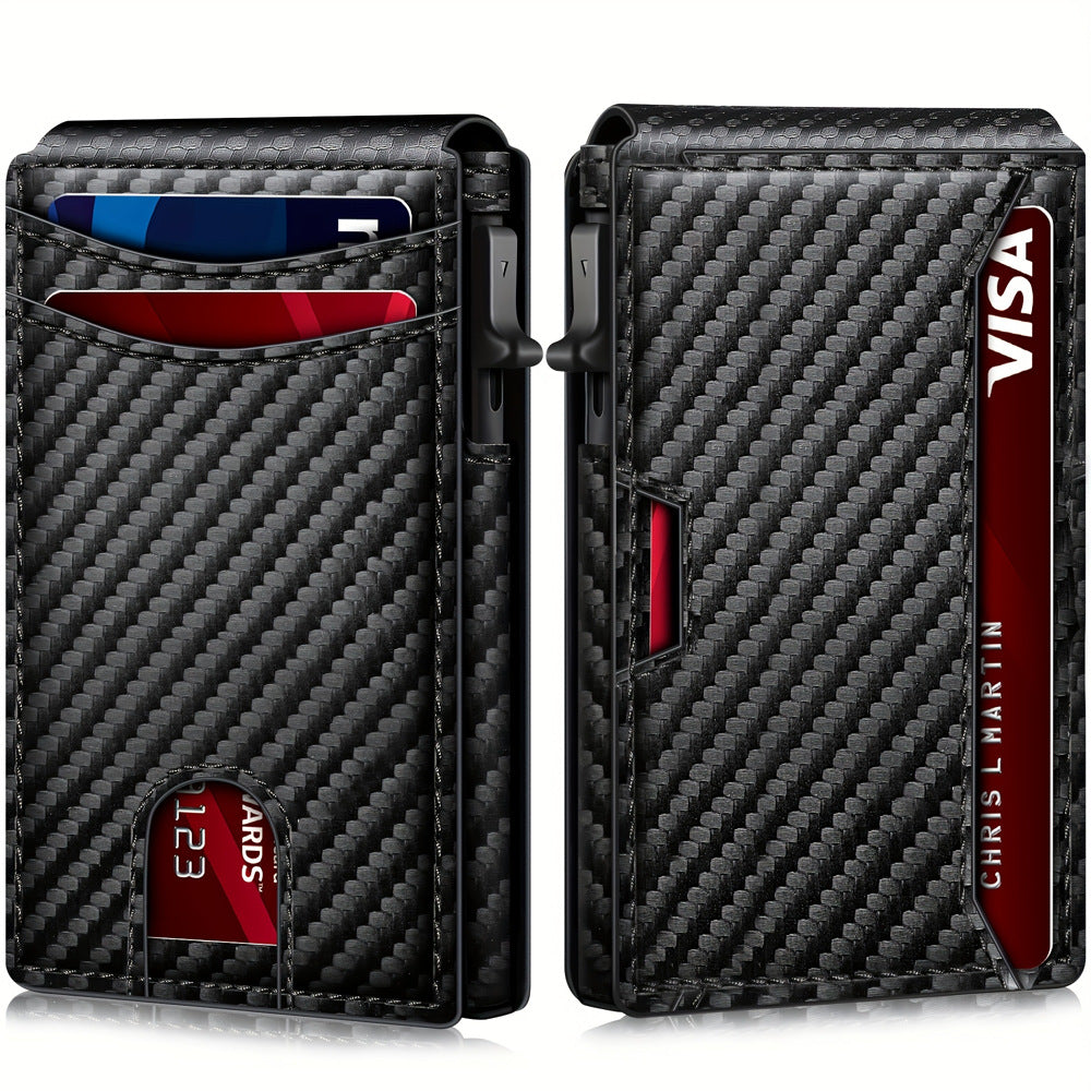 Carbon Fiber Patterned Men's Wallet - Anti-Theft, Two-Fold Design