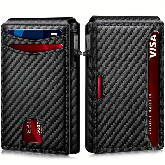 Carbon Fiber Patterned Men's Wallet - Anti-Theft, Two-Fold Design
