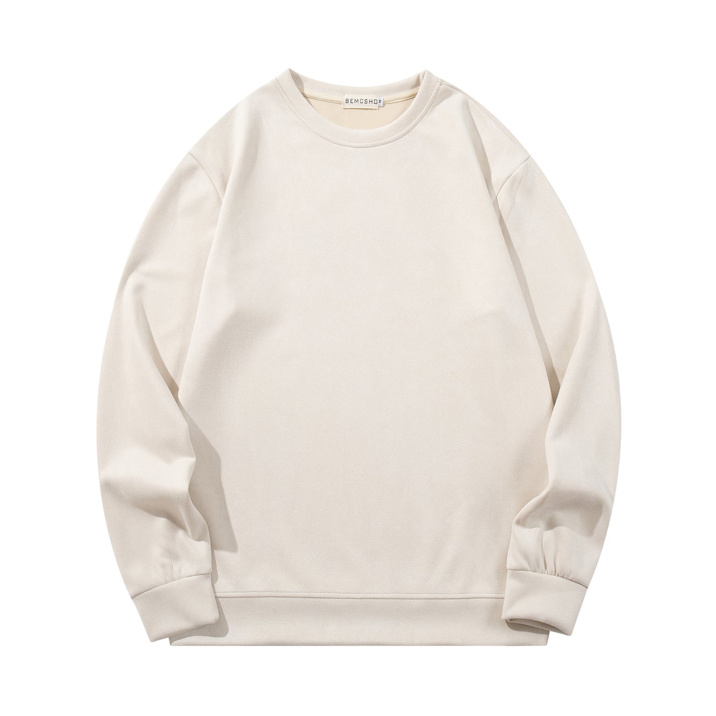 Suede Hoodie Round Neck Loose Fit Shirt for Men