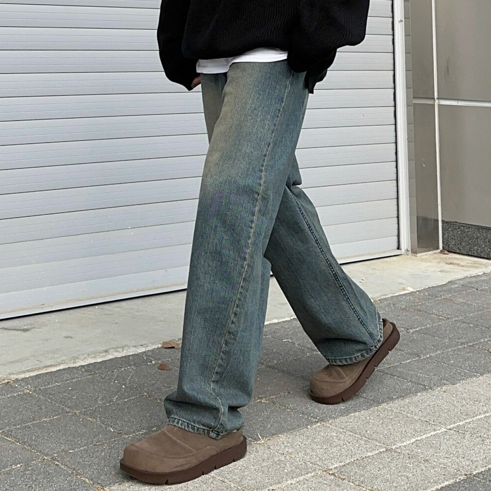 Straight Leg Jeans for Men - Loose Casual Wide Leg Vintage Style Pants