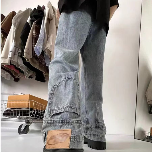 Vintage Washed  Loose Straight Leg Pants – Casual Denim for Men