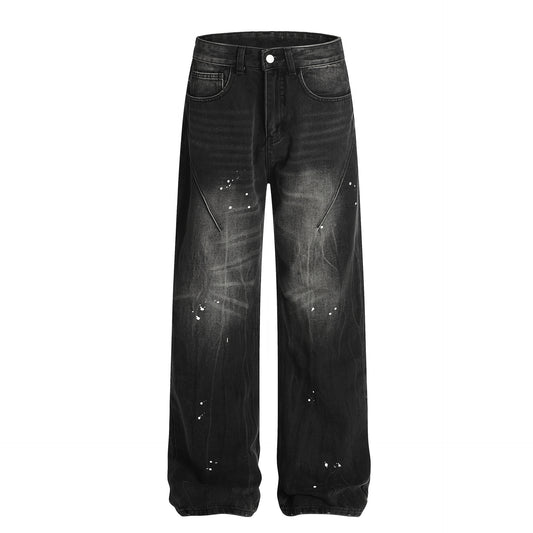 Street Style Washed Printed Straight Jeans