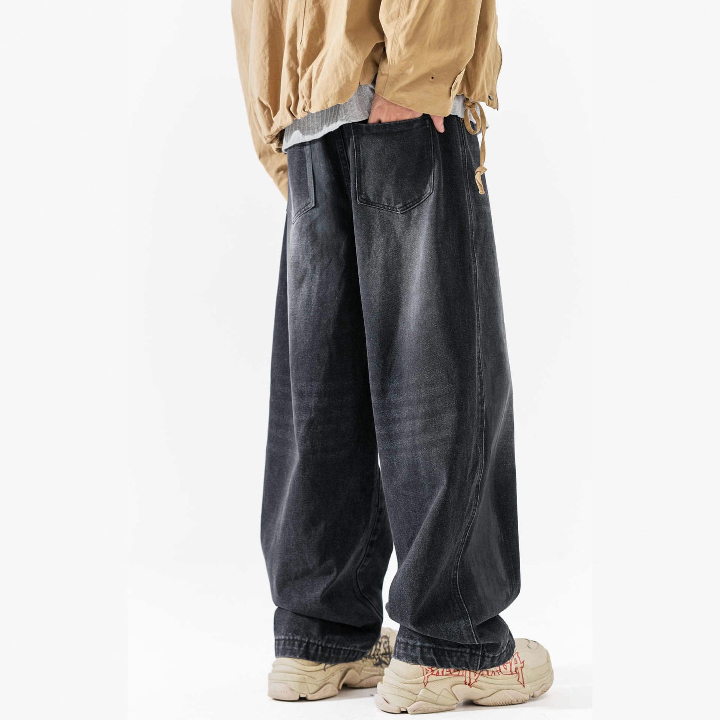 High-Street Unique Design Washed Denim Long Pants