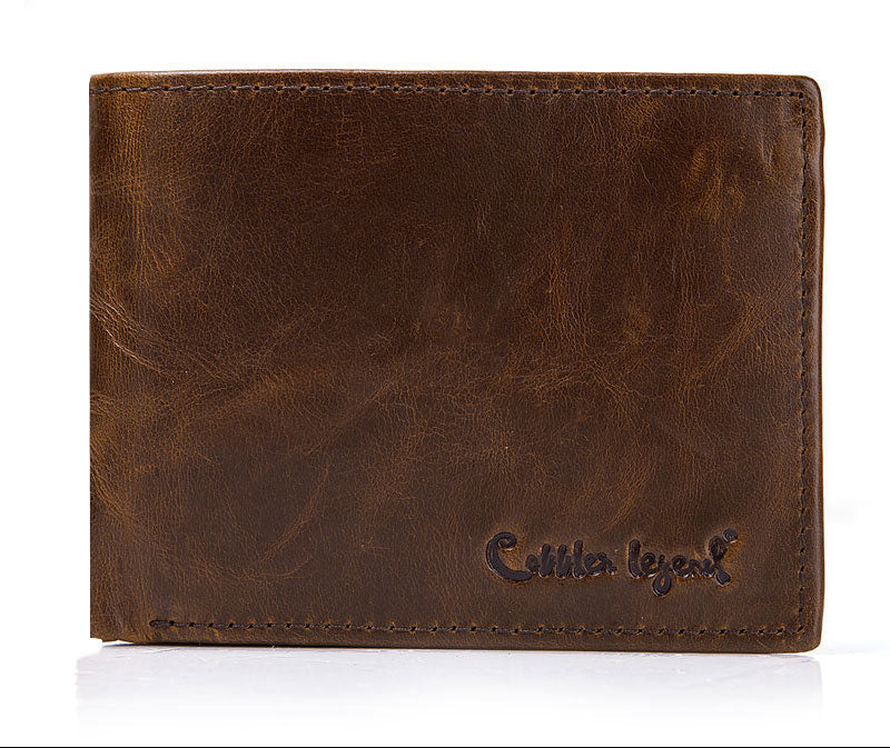 Genuine Leather Men's Wallet Handmade Male Money Purses and Coins Wallet with ID Card Holder