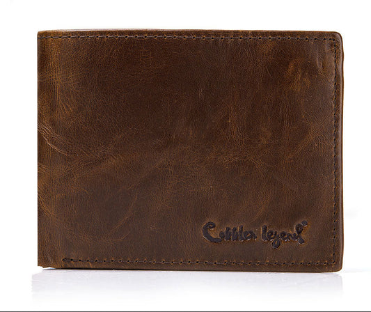 Genuine Leather Men's Wallet Handmade Male Money Purses and Coins Wallet with ID Card Holder