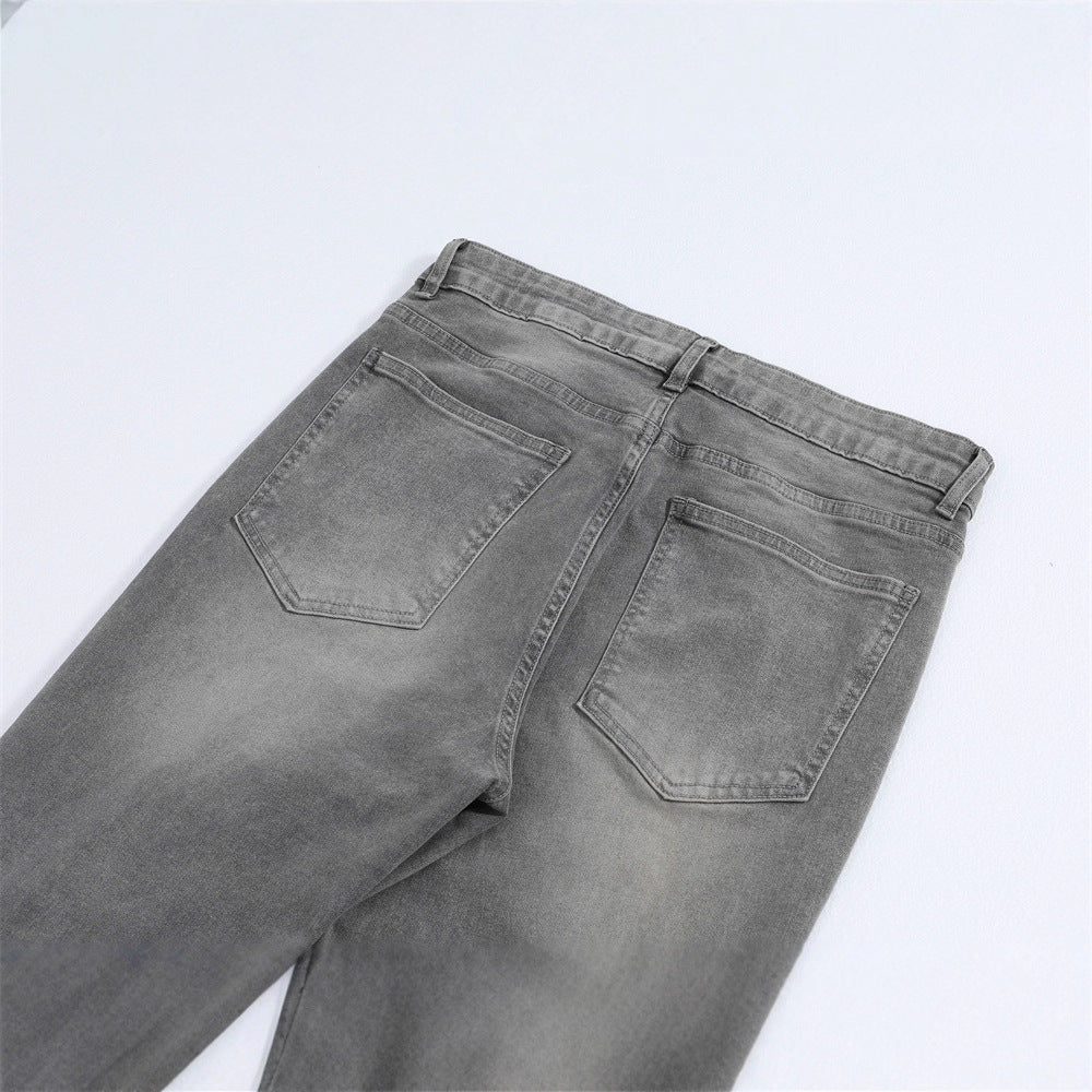 Men's Denim Jeans, Splatter Paint Ripped Straight Leg,  Loose Fit, Casual Men's Pants