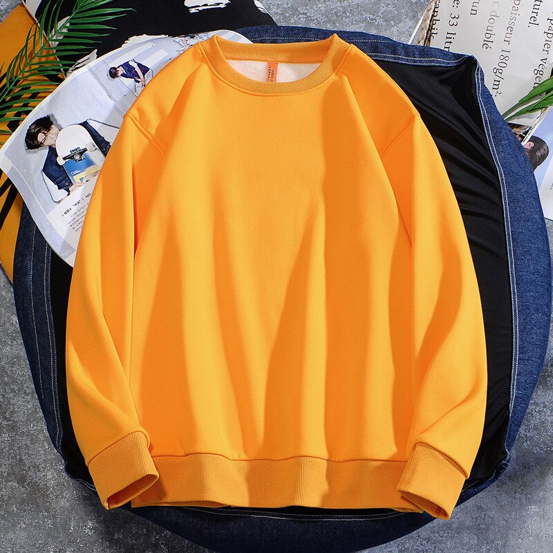 Men's Casual Cotton Fleece Long Sleeve Hoodie Sweatshirt Round Neck Multicolor
