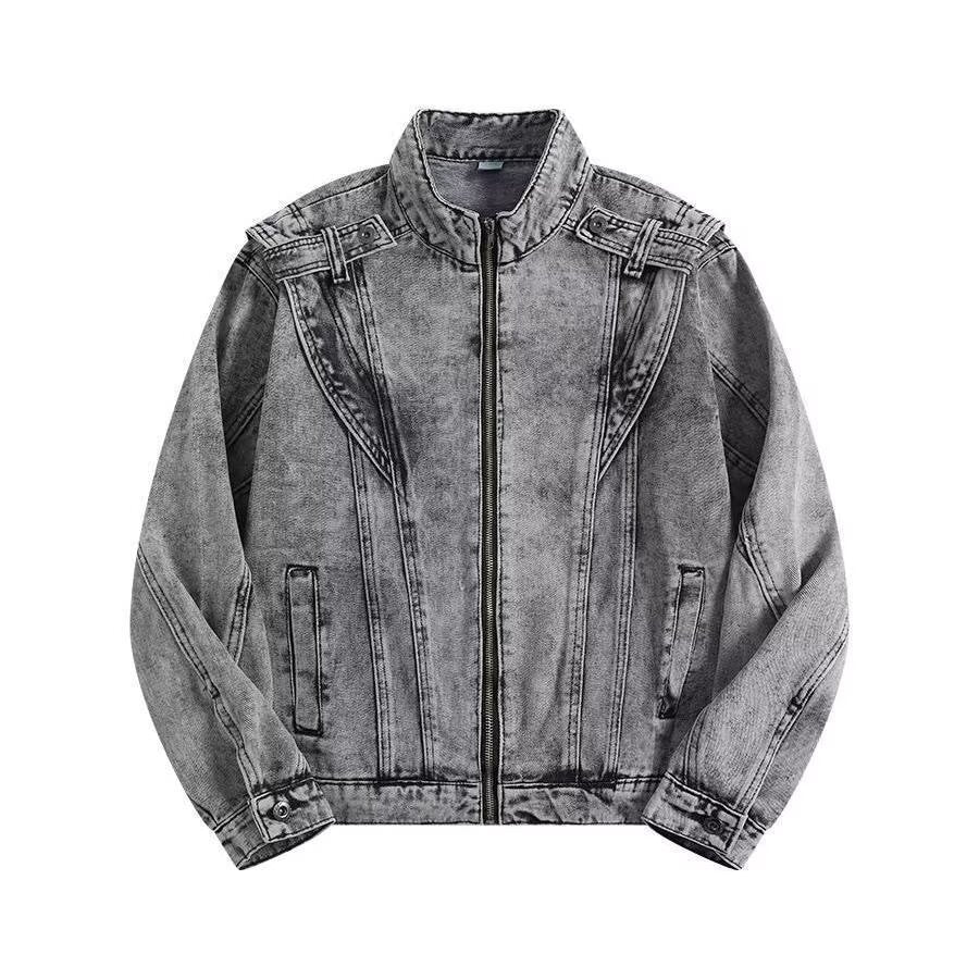 Retro Heavy Industry Spliced Short Denim Jacket