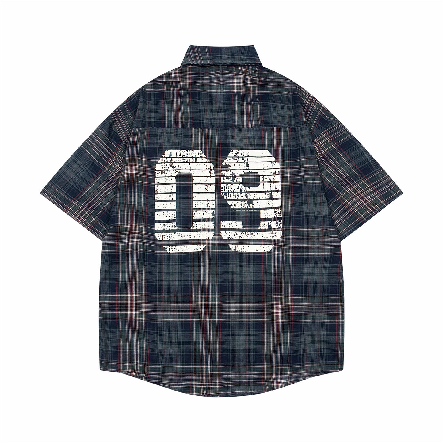Retro College Style Plaid Short Sleeve Shirt with Tie for Men and Women