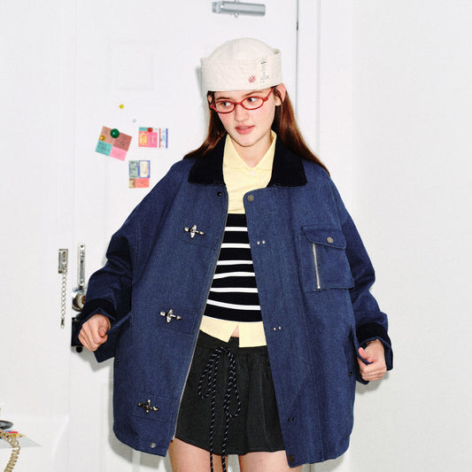 Contrasting Lapel Jacket