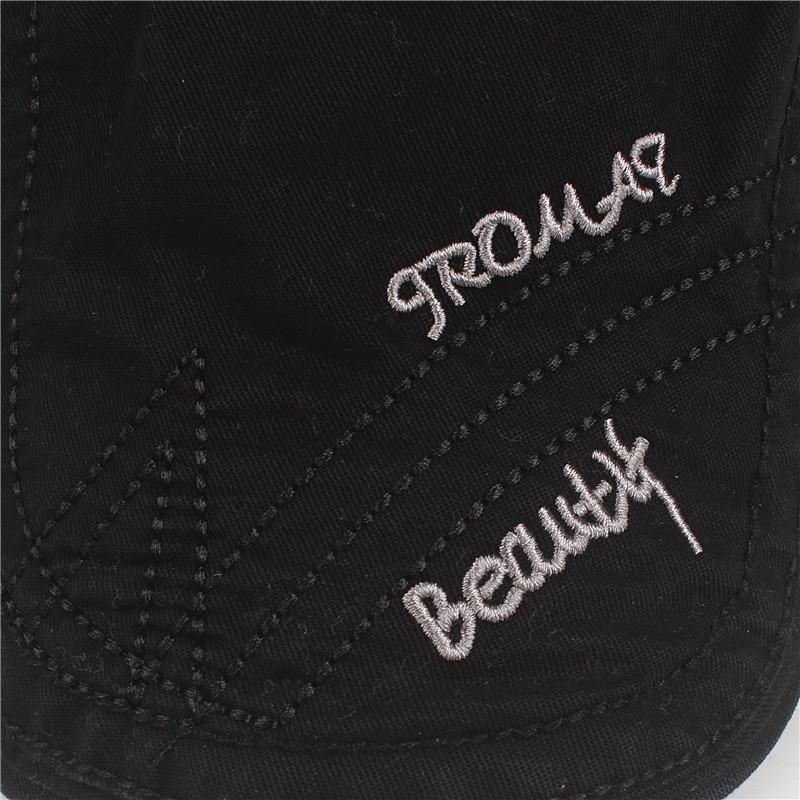 Cotton Embroidered Newsboy Cap - Adjustable