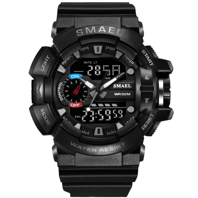 Men's Sports Military Watch - LED Quartz Dual Display, Waterproof Outdoor Sport Watch