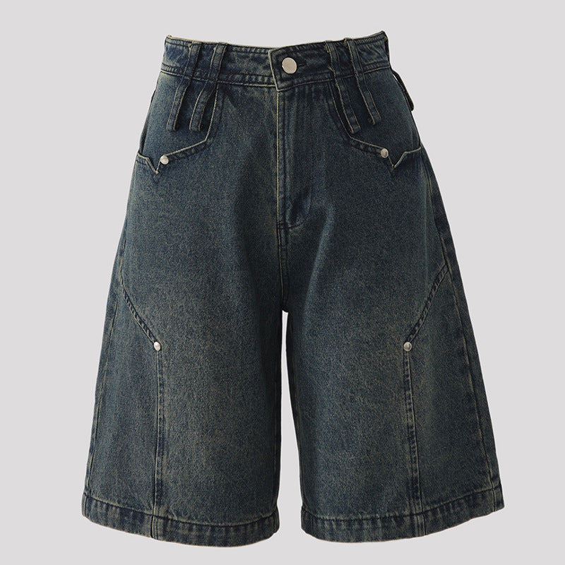 Women's High Waist Denim Shorts Five-Quarter Pants