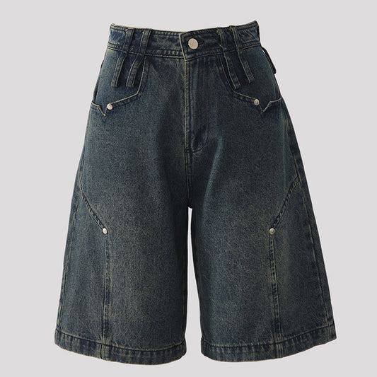 Women's High Waist Denim Shorts Five-Quarter Pants