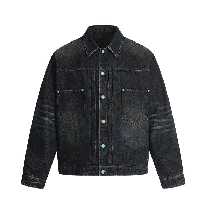 High Street Workwear Denim Jacket - Unisex Loose Fit American Retro Style