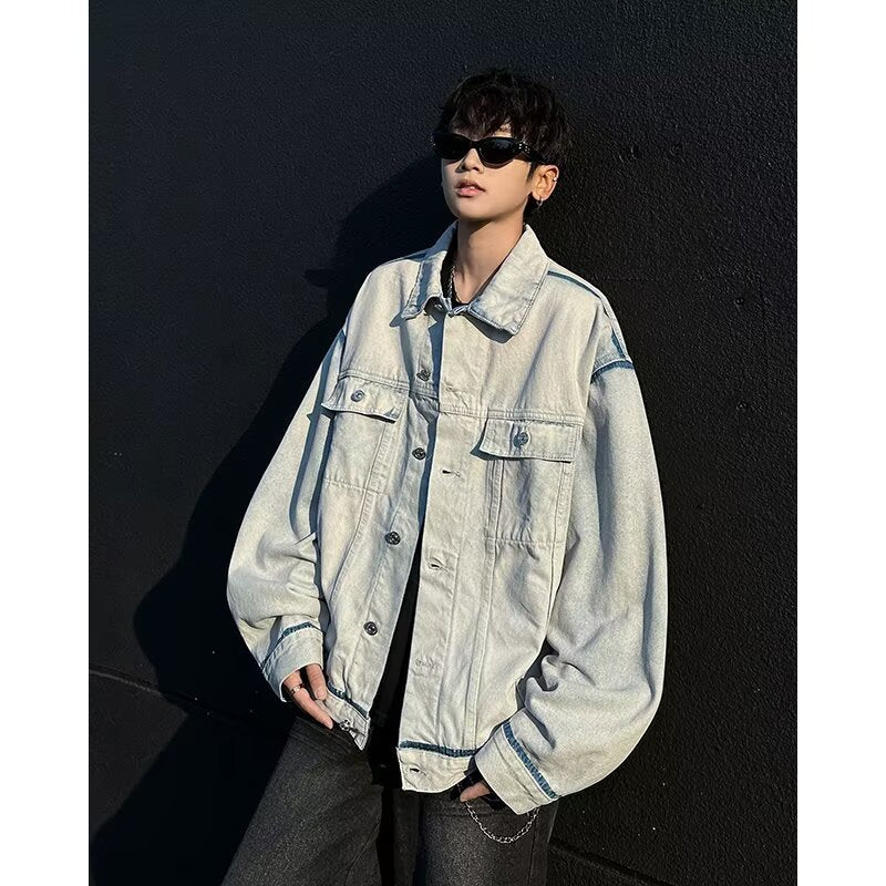 Men's Loose and Versatile Workwear Denim Jacket