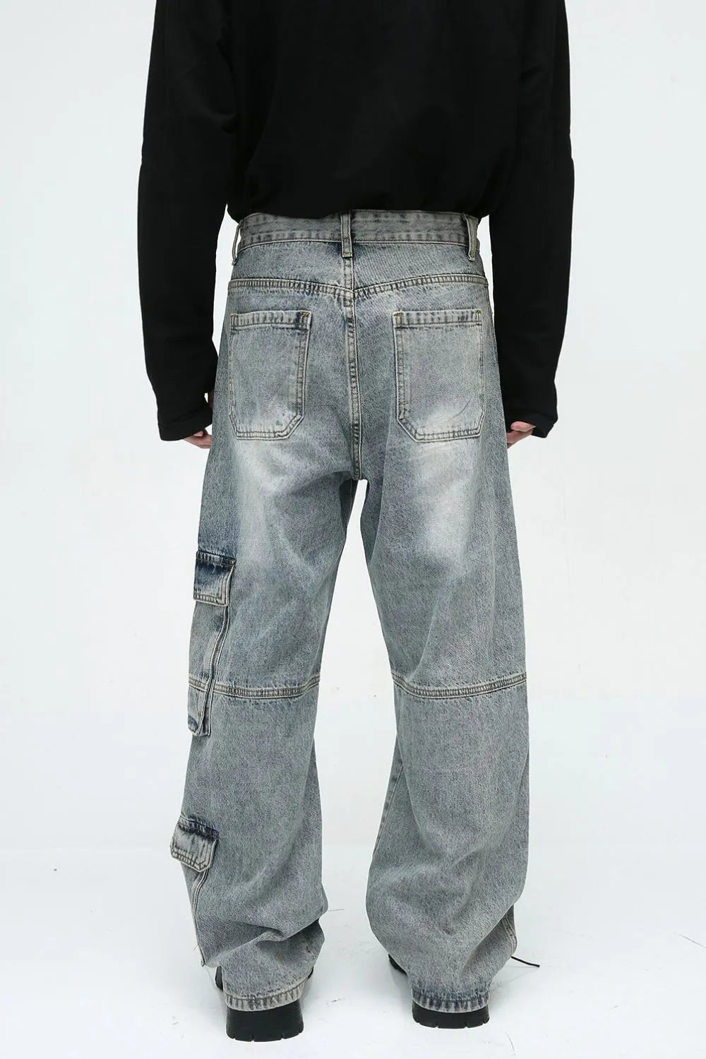 Premium Wide Leg Jeans with Cargo Pockets