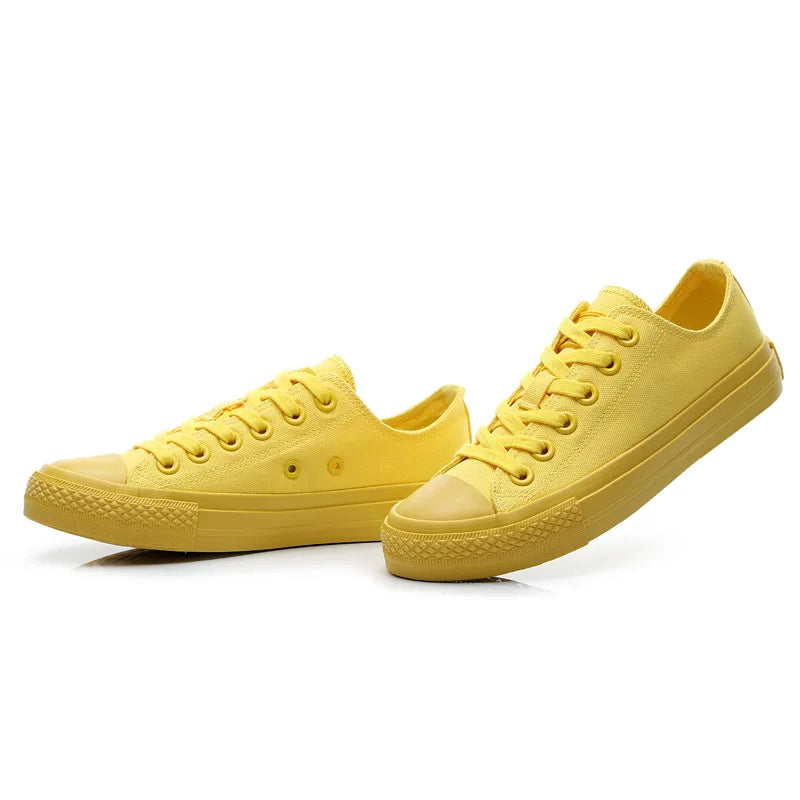 Unisex Solid Color Low Top Canvas Sneakers