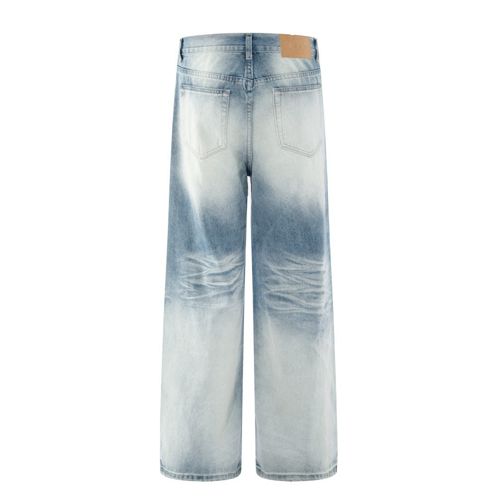 Color Blocking White Washed Denim Pants