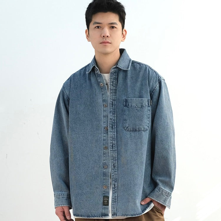 Loose Casual Workwear Denim Jacket for Men