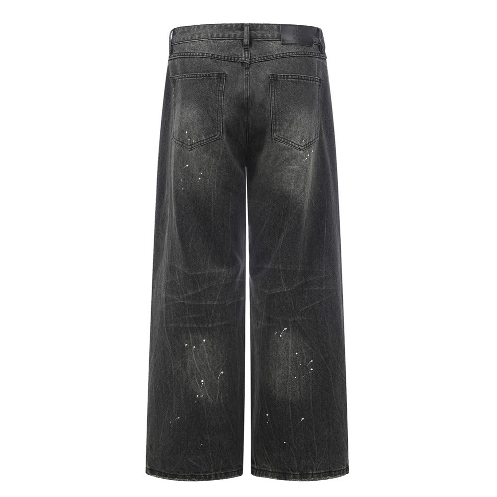 Men's Distressed Black Denim Jeans — Loose Fit Streetwear Pants