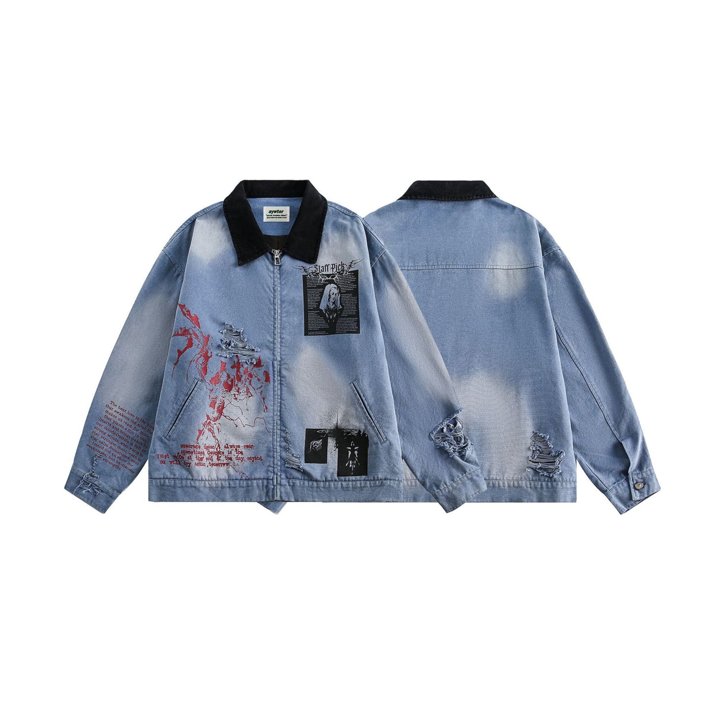 Women's Washed Denim Graffiti Jacket