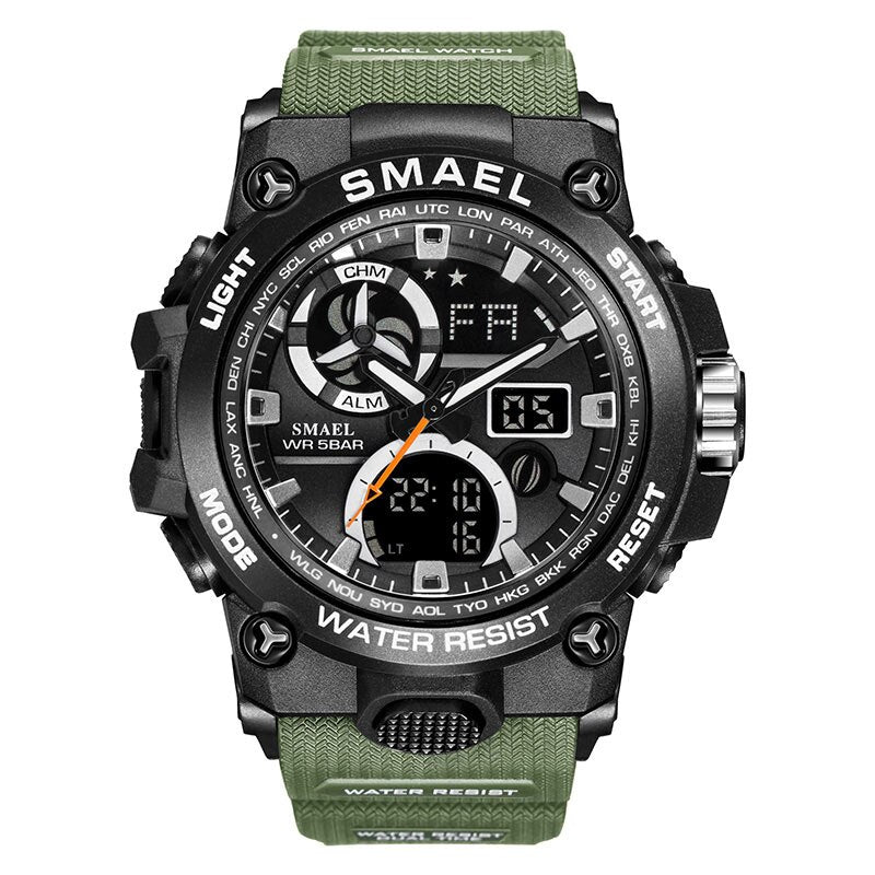 Men's Rugged Waterproof Sports Watch w/Dual Time