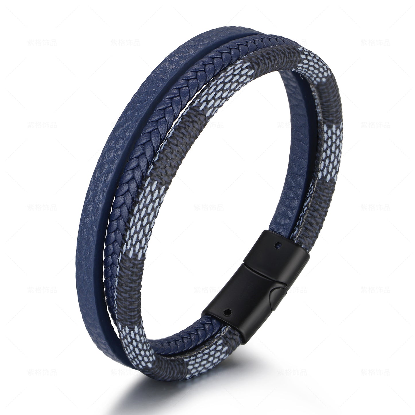 Leather Bracelet Multi-Layer Hand-Woven - Magnetic Buckle