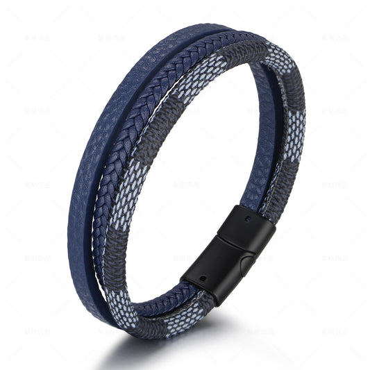 Leather Bracelet Multi-Layer Hand-Woven - Magnetic Buckle