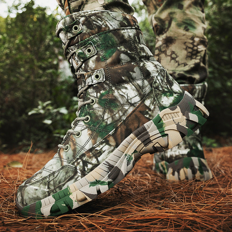 High Top Outdoor Camouflage Boots for Men - Hiking Training Boots