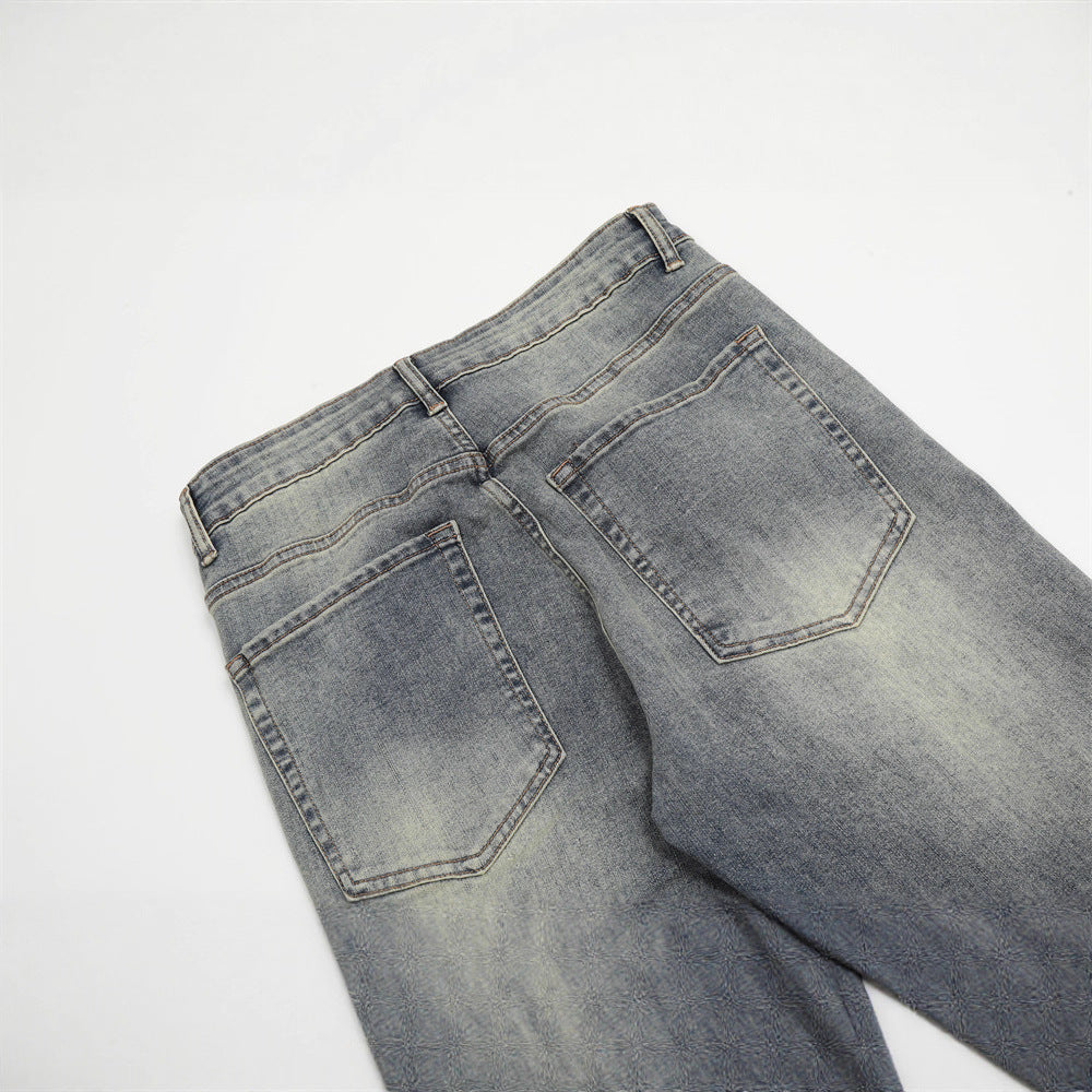 Men's Distressed Ripped Straight Leg Jeans, Loose Fit Casual Pants