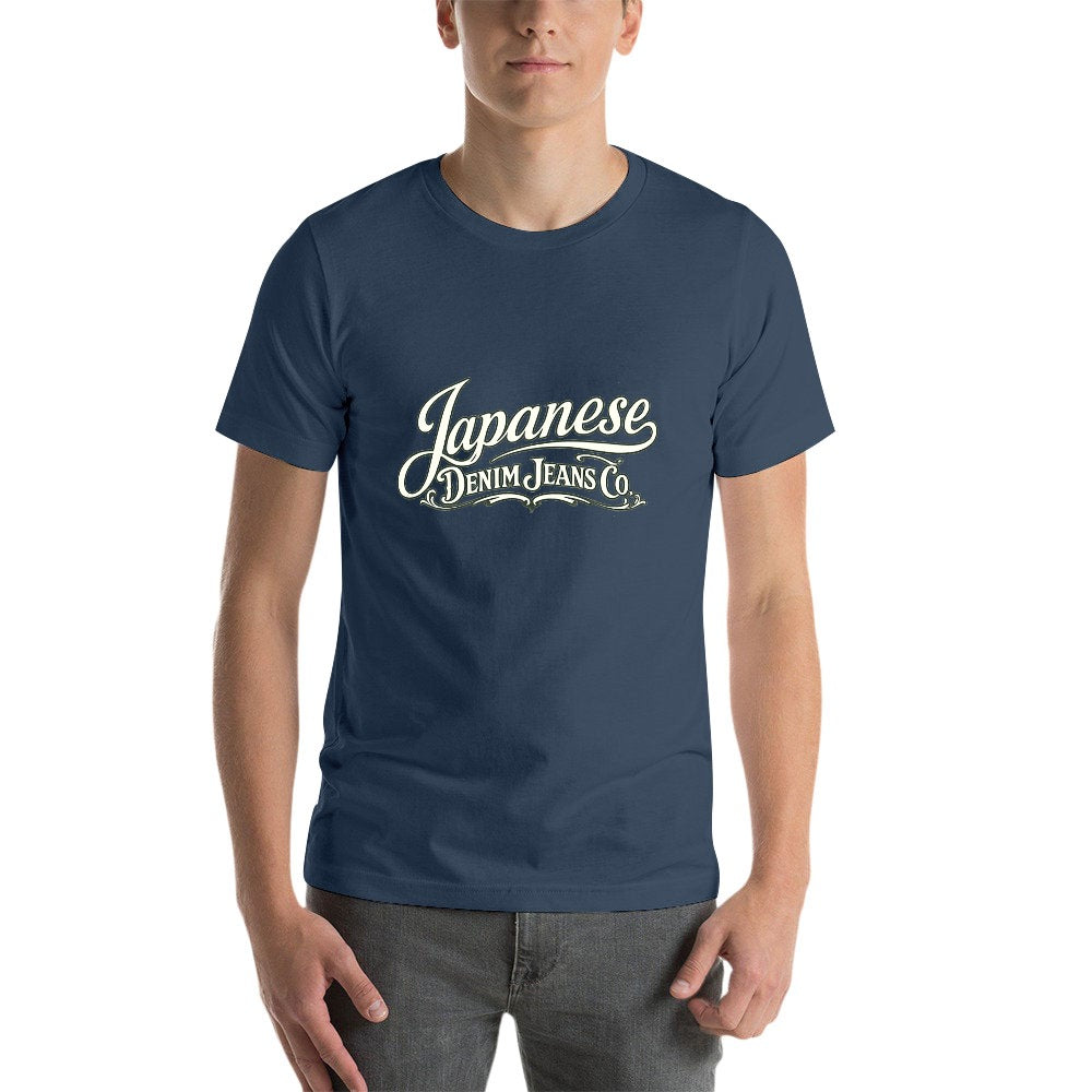 Japanese Denim Jeans Co. Men's Short Sleeve Cotton T-Shirt - Navy Blue
