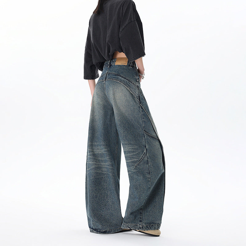 Deconstructed Wide Leg Denim Pants - Premium Japanese Craftsmanship