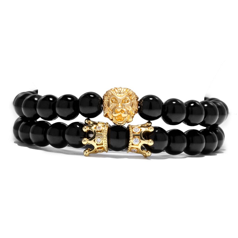 King Lion Bracelet -  Crown Charm Bracelet