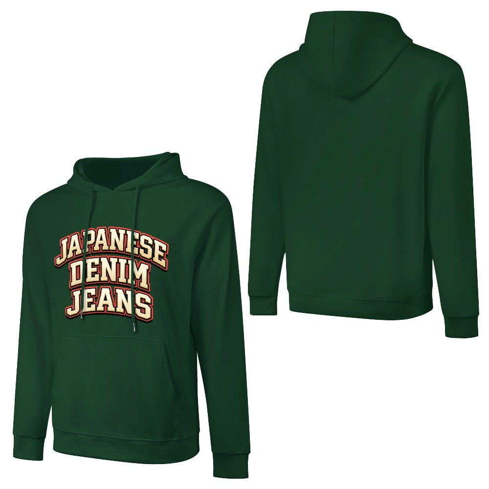 Japanese Denim University Hoodie 100% Cotton - Forest Green