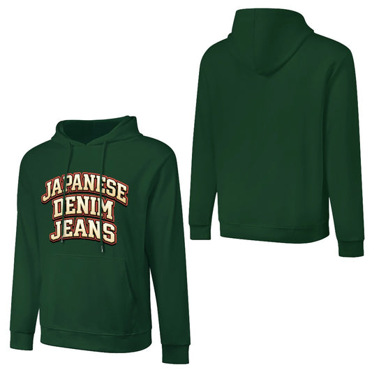 Japanese Denim University Hoodie 100% Cotton - Forest Green