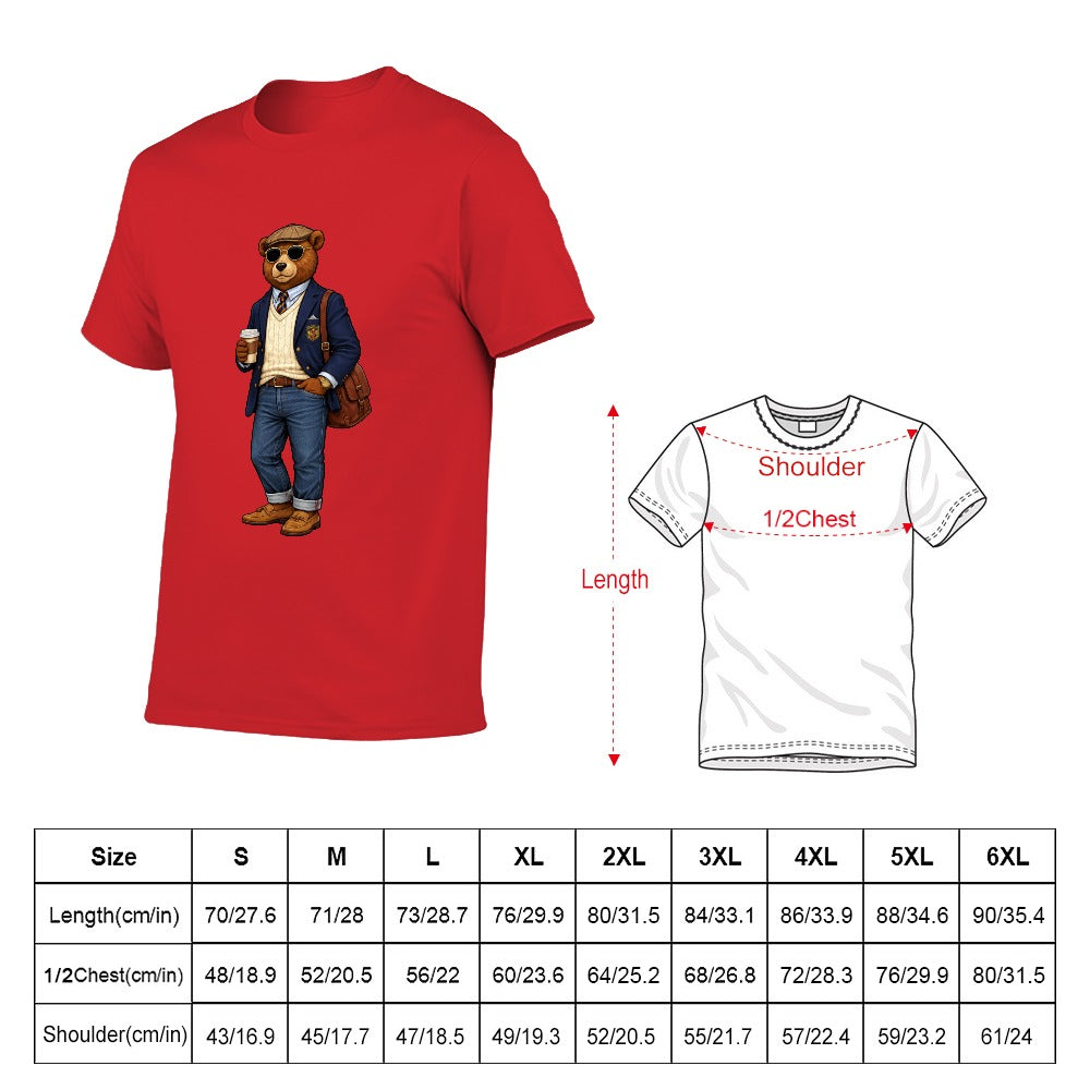 Men's Red Cotton T-Shirt - Oxford Bear