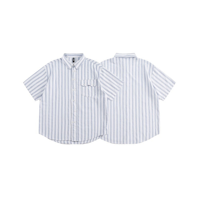 Striped Half Sleeve Loose Shirt for Men