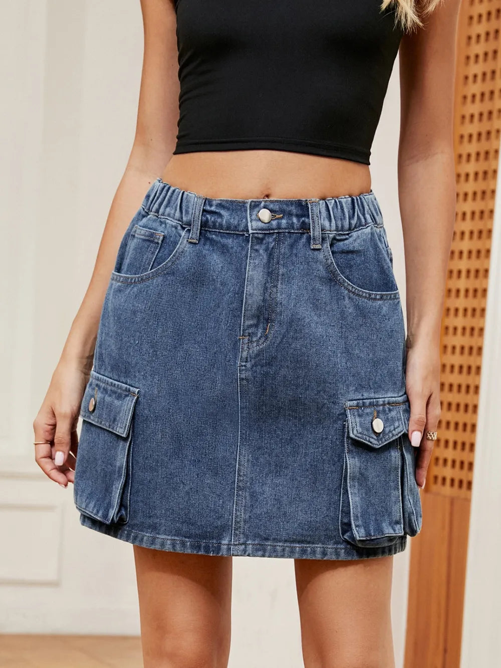 Luxury High Waist Denim Skirt in Modern Streetwear Style