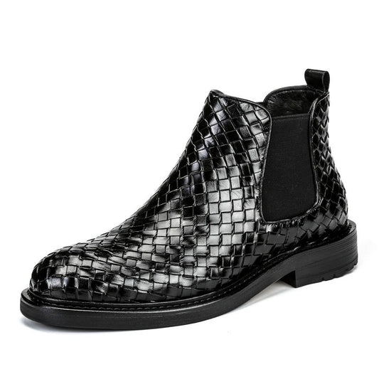 Men's Woven Pattern Short Boots
